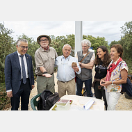 Roberto Saiz, delegado Territorial de la Junta de Castilla y León en Burgos; Eudald Carbonell, Gonzalo Santonja, Juan Luis Arsuaga, María Martinón-Torres y Aurora Martín. Fotos: Susana Santamaría / Fundación Atapuerca.